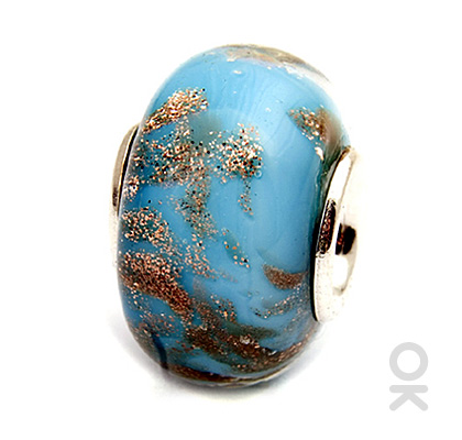 silver foil murano glass bead