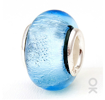 silver foil murano glass bead