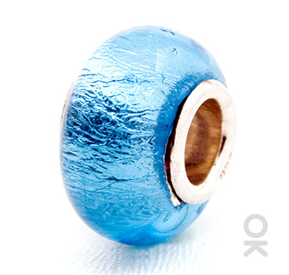 silver foil murano glass bead