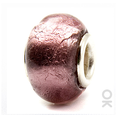 silver foil murano glass bead