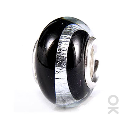 silver foil murano glass bead