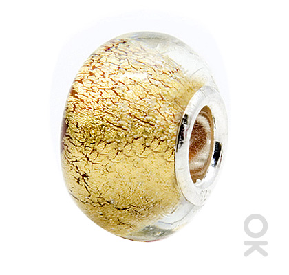 silver foil murano glass bead